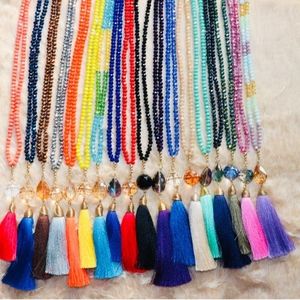 Tassel necklace white 100% handmade made in México